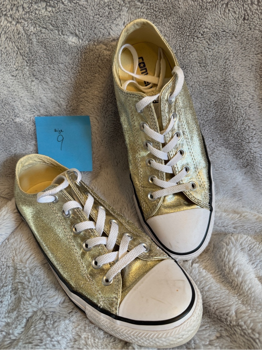 Converse Women’s Low Top Metallic Gold Sneakers with White Accents